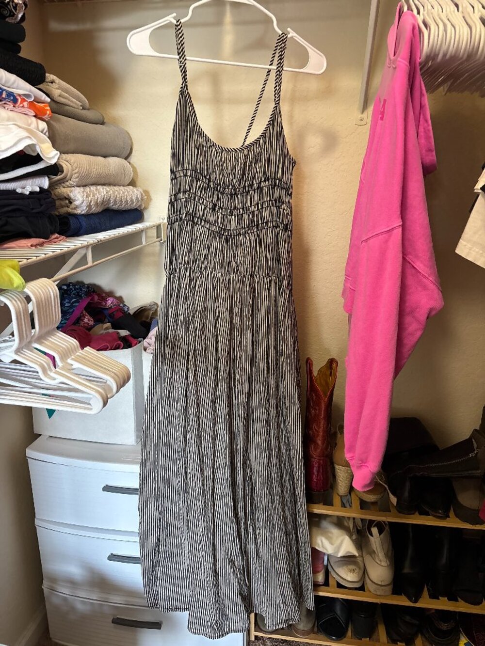 Black and white striped Elan dress size L